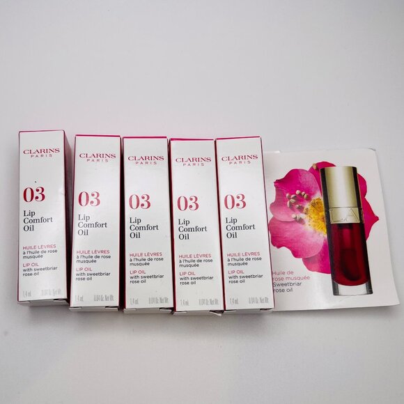 Clarins Other - Clarins Set of 5 Lip Comfort Oil in 03 Cherry, .04 oz - New in Box